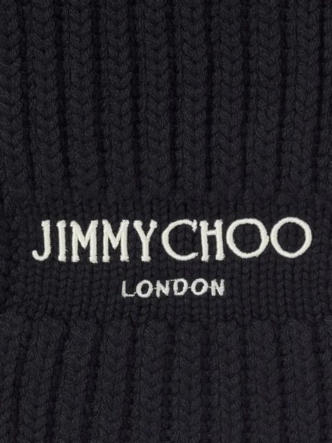 Jimmy Choo logo-embroidered chunky-knit scarf - Black - zdjęcie produktu nr 2