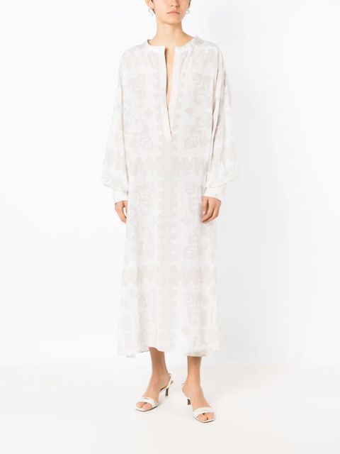 Valentino Garavani geometric-print silk-cotton dress - Neutrals