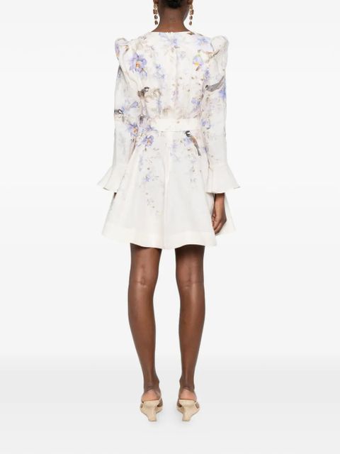 ZIMMERMANN floral-print belted mini dress - Neutrals