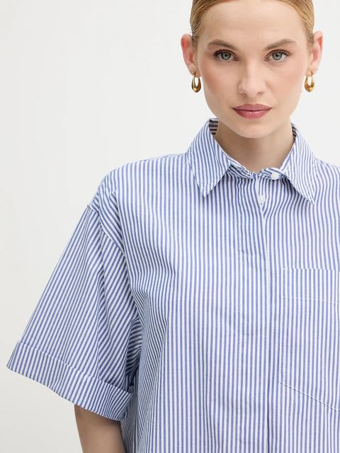 United Colors of Benetton koszula damska kolor niebieski regular z kołnierzykiem klasycznym 5SZRDQ0C0