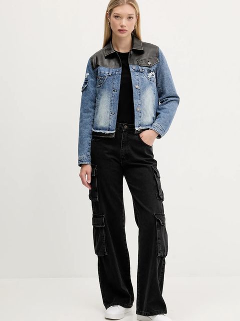 Desigual kurtka jeansowa CONSTRA kolor niebieski przejściowa 25WWED16