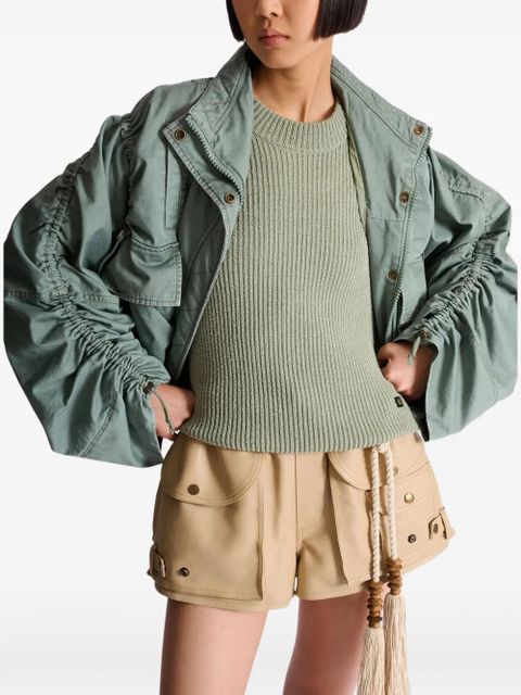 Balmain pockets gathered-sleeve jacket - Green
