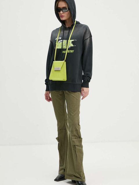 Diesel bluza bawełniana F-BUXT-HOOD-P2 damska kolor szary z kapturem z nadrukiem A15386.0PHAQ - zdjęcie produktu nr 2