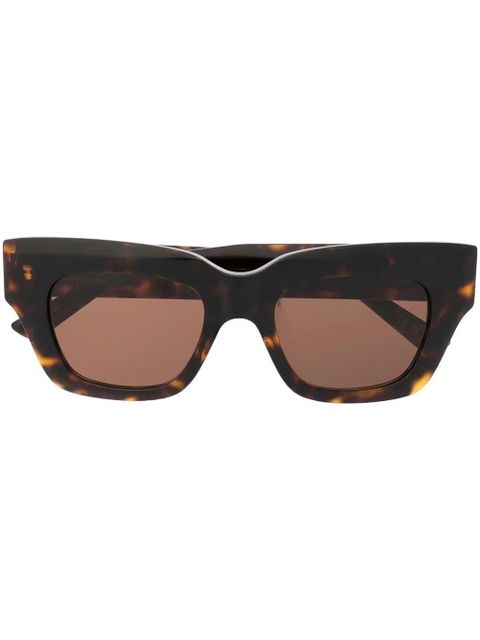 Balenciaga Eyewear logo-plaque square-frame sunglasses - Brown - zdjęcie produktu nr 1