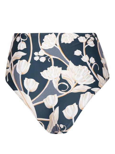 Agua By Agua Bendita Magenta Perla floral-print bikini bottoms - Blue