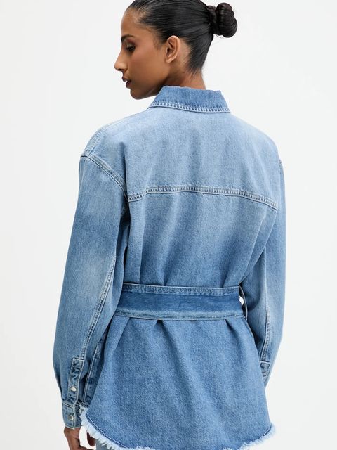 Karl Lagerfeld Jeans koszula jeansowa damska kolor niebieski regular z kołnierzykiem klasycznym A4W11003