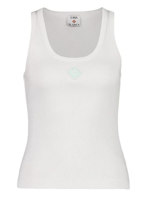 Casablanca ribbed logo-plaque tank top - White - zdjęcie produktu nr 1