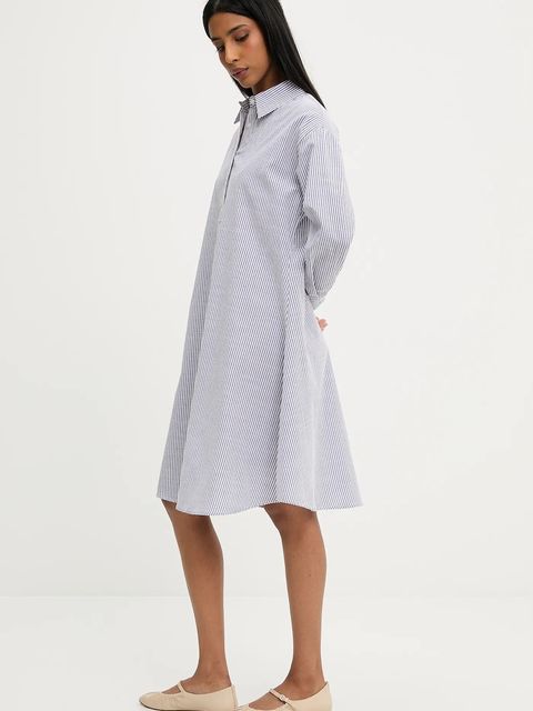 Answear.LAB sukienka lniana kolor granatowy mini oversize - zdjęcie produktu nr 2