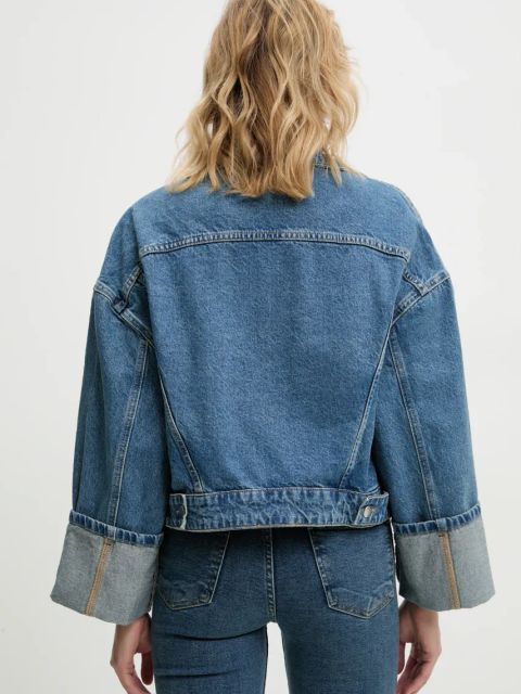 Answear.LAB kurtka jeansowa damska kolor niebieski przejściowa oversize