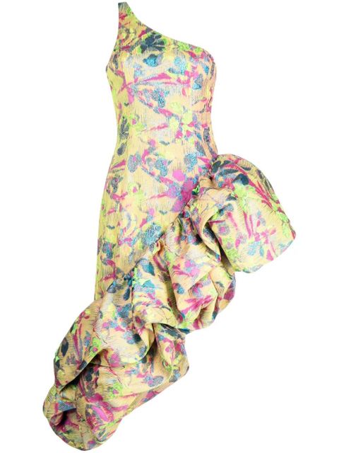 Cult Gaia Helena ruffle-detail asymmetric dress - Yellow - zdjęcie produktu nr 1