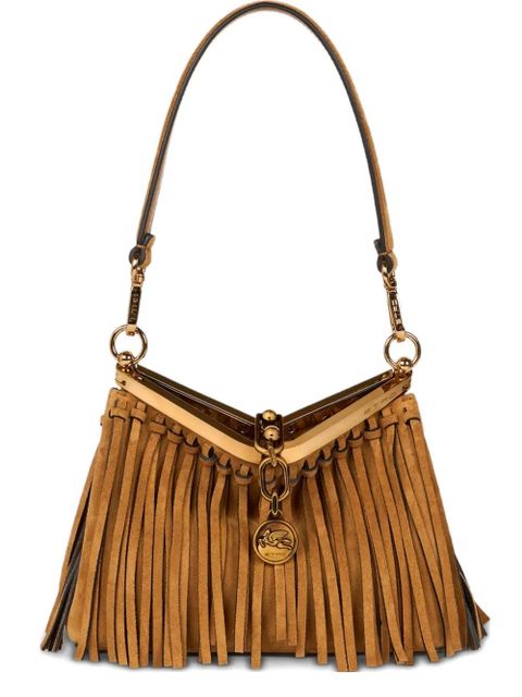 ETRO small Vela fringing suede shoulder bag - Brown