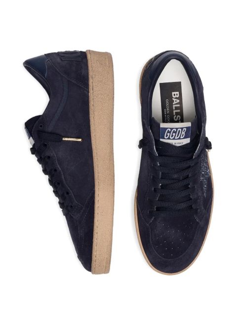 Golden Goose Ball Star in dark blue suede with dark blue glitter star sneakers