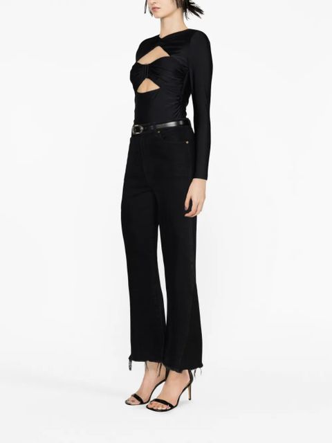 Self-Portrait ruched cut-out top - Black