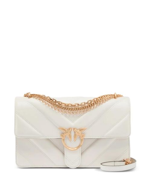 PINKO medium Love Bag One chevron chain leather shoulder bag - White - zdjęcie produktu nr 1