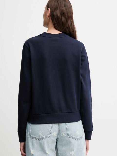 Lacoste bluza bawełniana damska kolor granatowy gładka SF5270