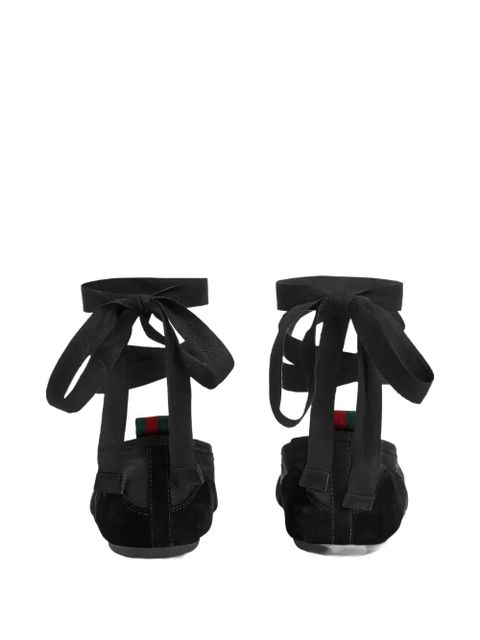 Gucci ribbon striped ballet flats - Black