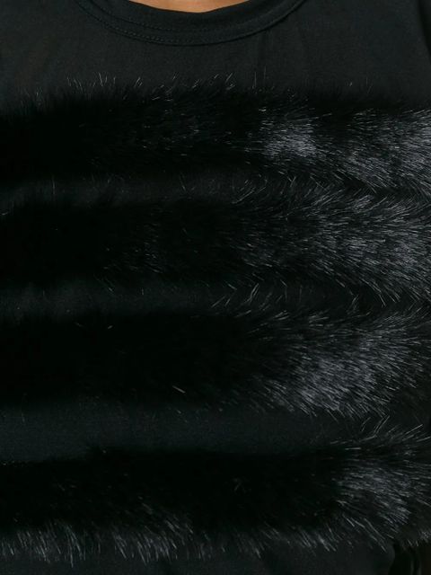 Comme Des Garçons appliqué fur T-shirt - Black