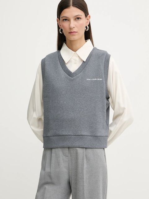 Marc O'Polo bluza bawełniana damska kolor szary melanżowa 5000007694 - zdjęcie produktu nr 1