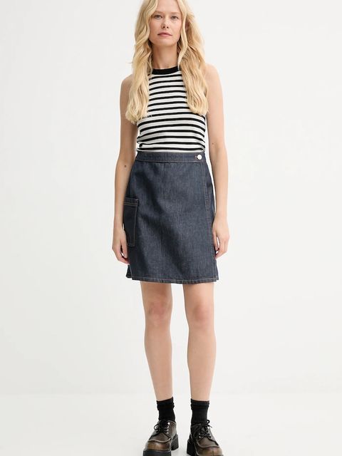 Marc O'Polo spódnica z domieszką lnu kolor granatowy mini rozkloszowana 506909624033 - zdjęcie produktu nr 2