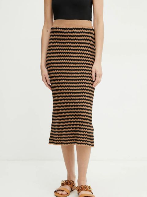 Weekend Max Mara spódnica kolor brązowy midi ołówkowa 2515301012600