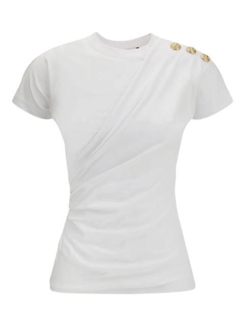 Balmain draped buttoned T-shirt - White - zdjęcie produktu nr 1