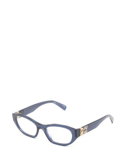 Miu Miu Eyewear logo-plaque glasses - Blue