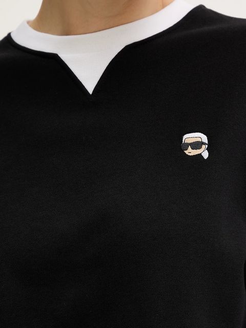 Karl Lagerfeld bluza bawełniana IKON damska kolor czarny z aplikacją B1W20027