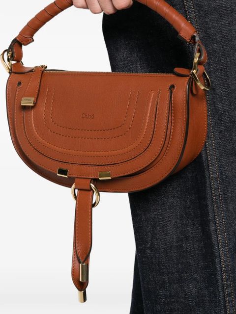 Chloé mini Marcie twisted-handle leather shoulder bag - Brown