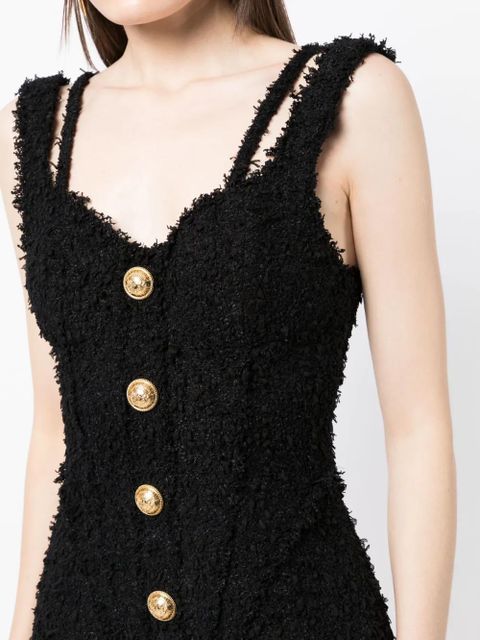 Balmain button-embellished tweed minidress - Black