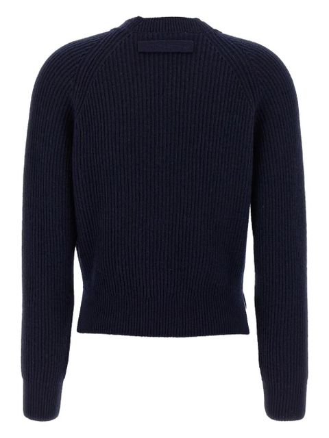 Victoria Beckham stepped-hem ribbed cardigan - Blue - zdjęcie produktu nr 2