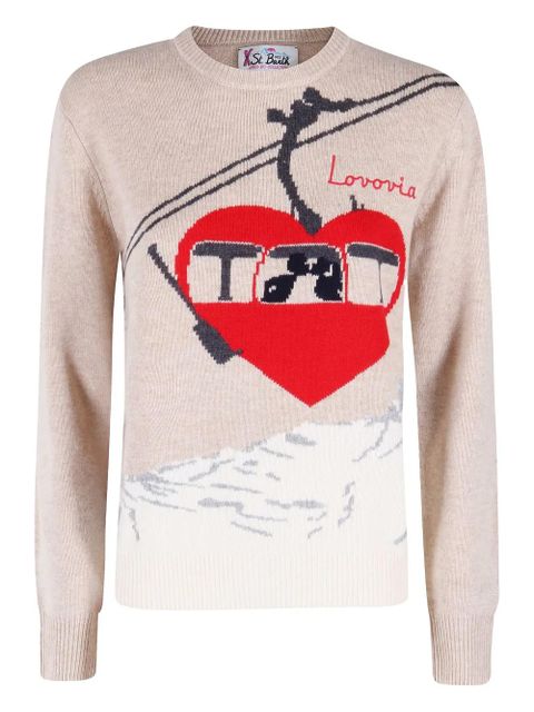 MC2 Saint Barth heart-graphic sweater - Neutrals - zdjęcie produktu nr 1