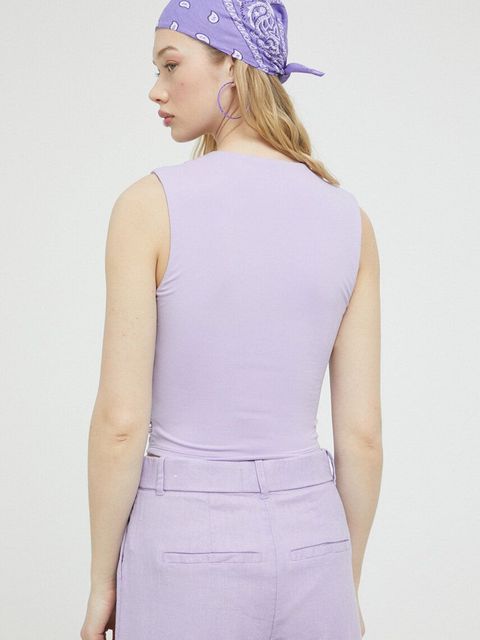 Abercrombie & Fitch bluzka damska kolor fioletowy gładka