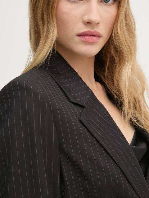 Sisley marynarka z domieszką wełny kolor czarny jednorzędowa wzorzysta 2C3DLW02J