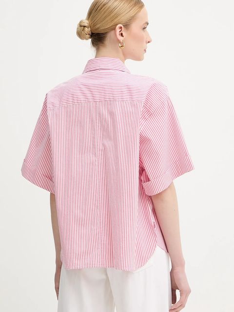 United Colors of Benetton koszula damska kolor różowy regular z kołnierzykiem klasycznym 5SZRDQ0C0