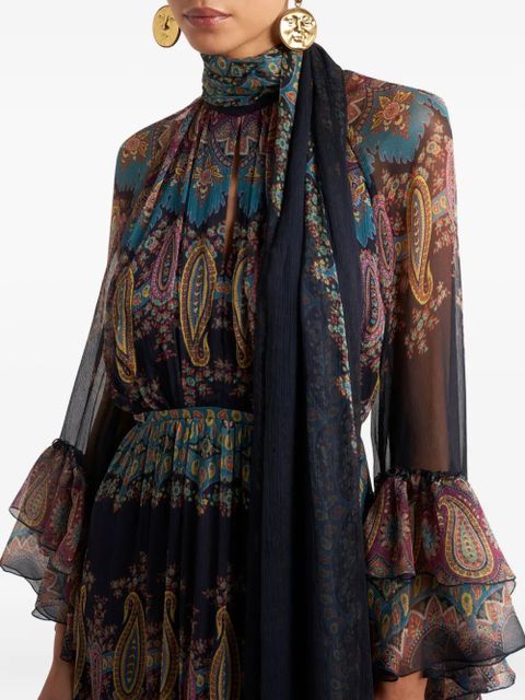 ETRO paisley-print ruffled maxi dress - Blue