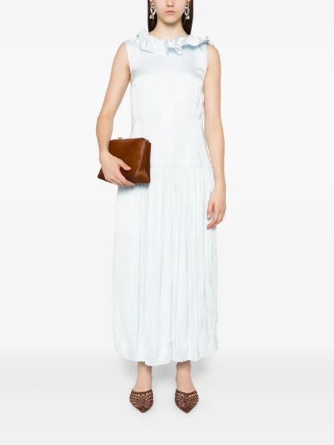 Jil Sander ruffled-neck maxi dress - Blue