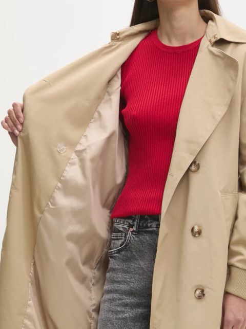 Answear.LAB trencz damski kolor beżowy przejściowy