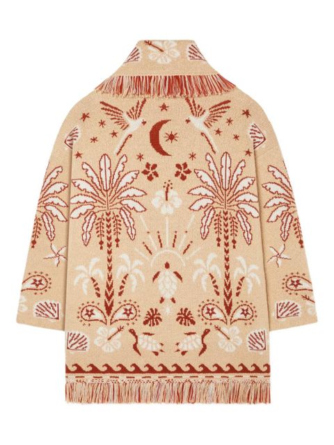 Alanui Echoes of the Island fringed cardi-coat - Neutrals