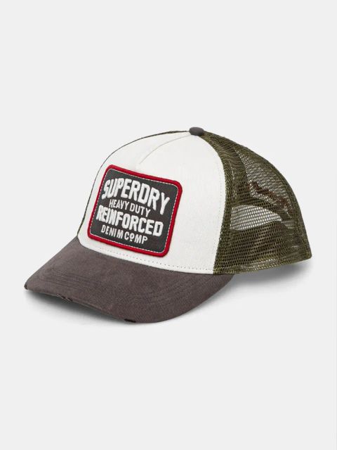 Superdry czapka z daszkiem kolor szary z aplikacją W9010176A-E8Y