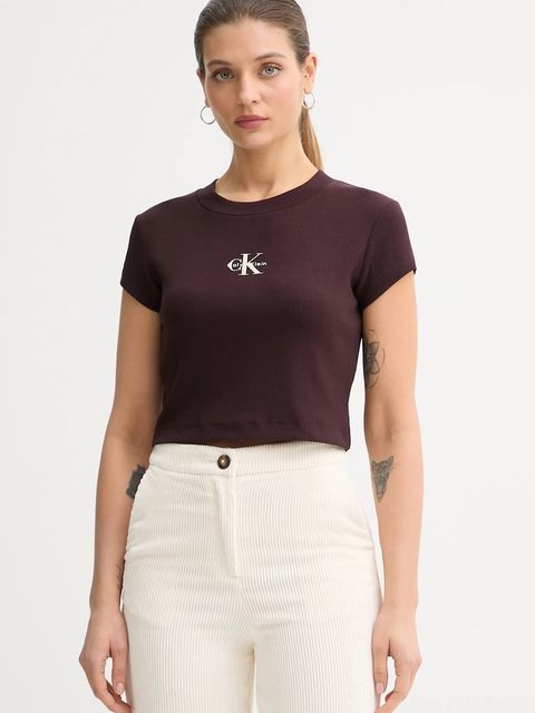 Calvin Klein Jeans t-shirt damski kolor brązowy LV047AB802 - zdjęcie produktu nr 1