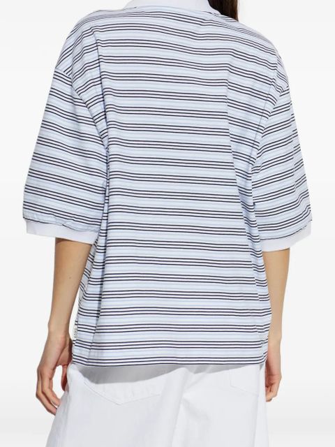 Róhe striped-pattern buttoned polo shirt - White