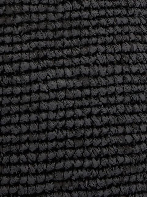 Rabanne logo-embroidered raffia tote bag - Black