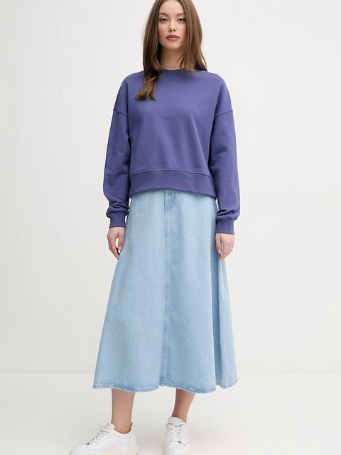 United Colors of Benetton bluza bawełniana damska kolor fioletowy z nadrukiem 3UNID109A