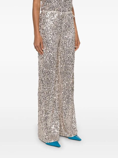 ROTATE BIRGER CHRISTENSEN Net sequin straight-leg trousers - Neutrals