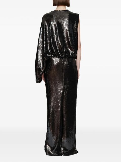 Christopher Esber Opaline Sequin Swaddled V-neck gown - Black