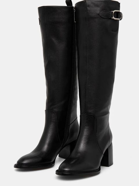 Answear.LAB kozaki skórzane damskie kolor czarny na słupku