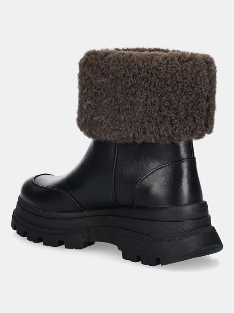 BOSS botki Foster damskie kolor czarny na platformie lekko ocieplone 50552776