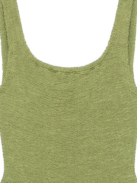 Hunza G crinkle-effect square-neck swimsuit - Green
