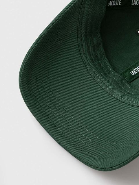 Lacoste czapka z daszkiem bawełniana kolor zielony z aplikacją