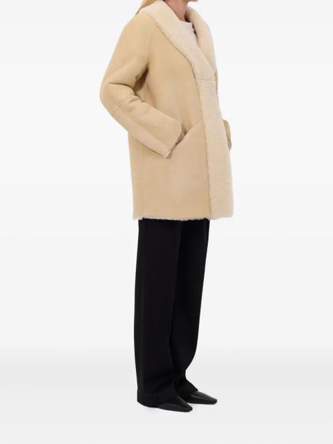 LouLou de Saison Isak elongated-lapel shearling coat - Neutrals
